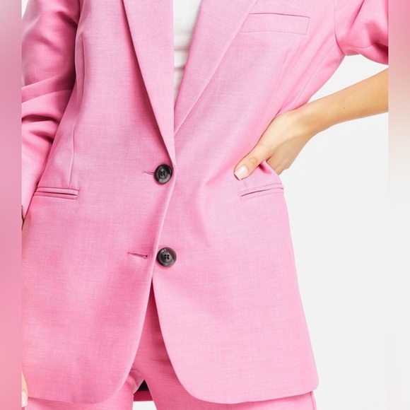 NWOT ASOS Design Single Breasted Slim Dad Suit Blazer Perfect Hot Pink - Picture 2 of 8